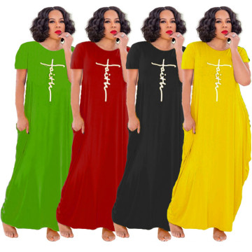 2021 New arrivals women latest design summer high quality fashionable wholesale clothing polyester loose casual long dresses